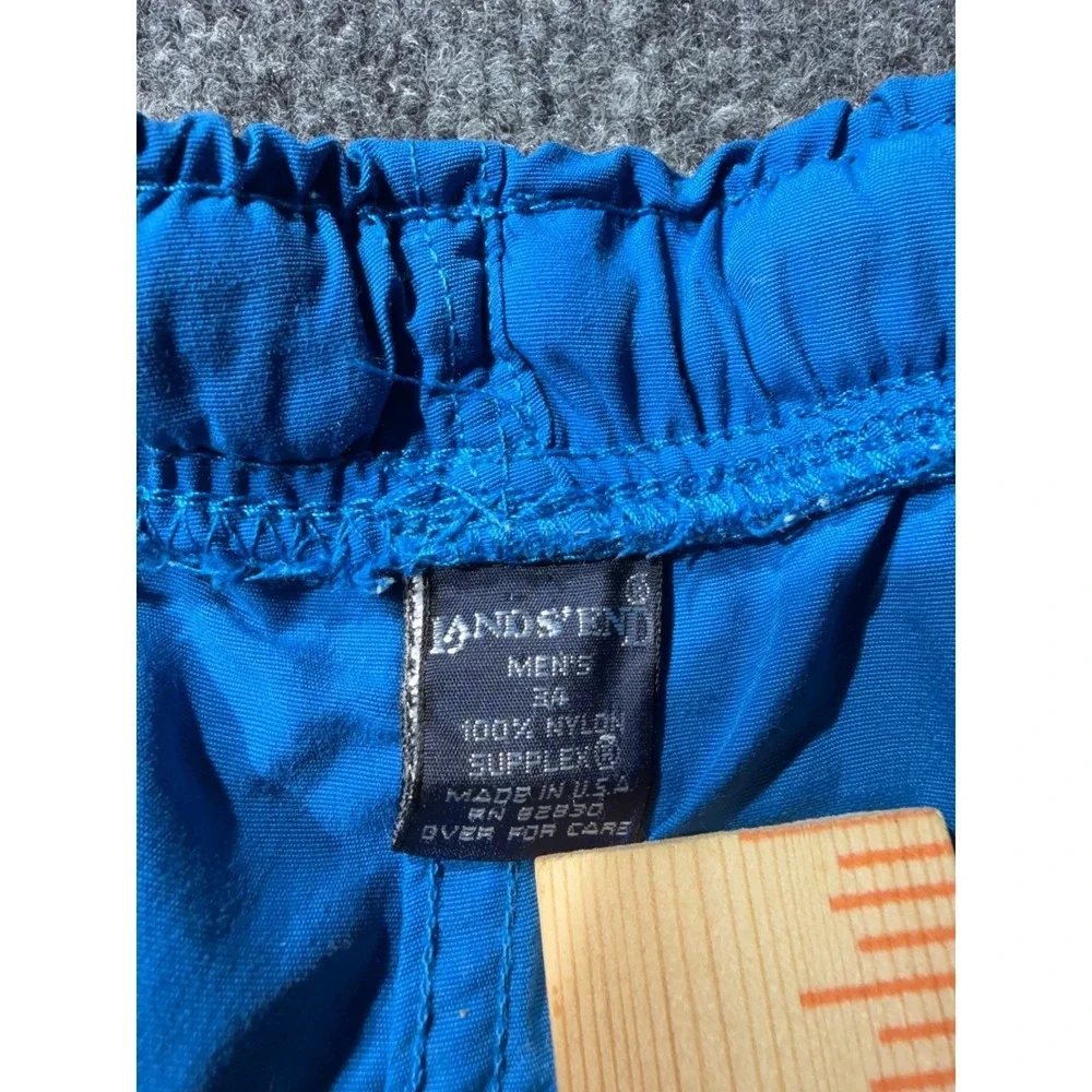 Lands End Vintage Mens Blue Supplex Nylon Windbreaker Pants Made in USA Size 34